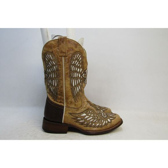 Corral Mens Sz 9 D Brown Leather Wing Cross Inlay Cowboy Boots main image 5